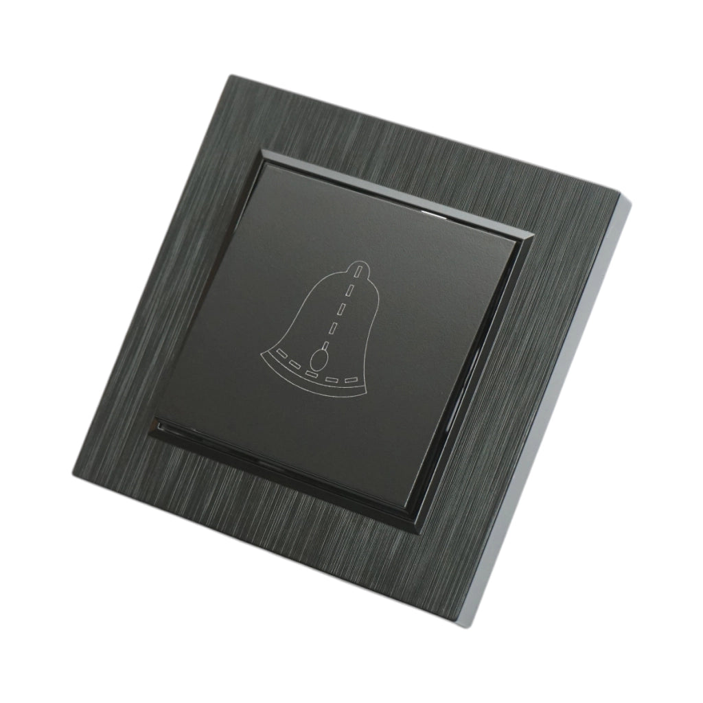 Pulsante campanello da incasso nero 220V, 10AX, ABS 80x80mm