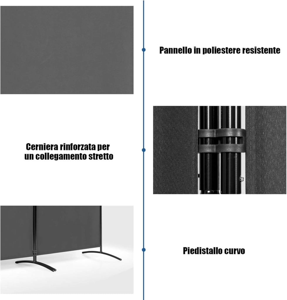Separé Divisorio Interno 3/4/6 Ante, Paravento da Esterno ed Interno con Piedini, Pannelli Divisori per Ufficio, Salotto e Camera da Letto