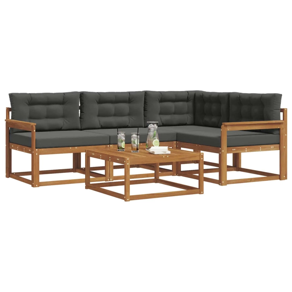 Set di divani da esterno con cuscino 5 pcs Naturale e Antracite