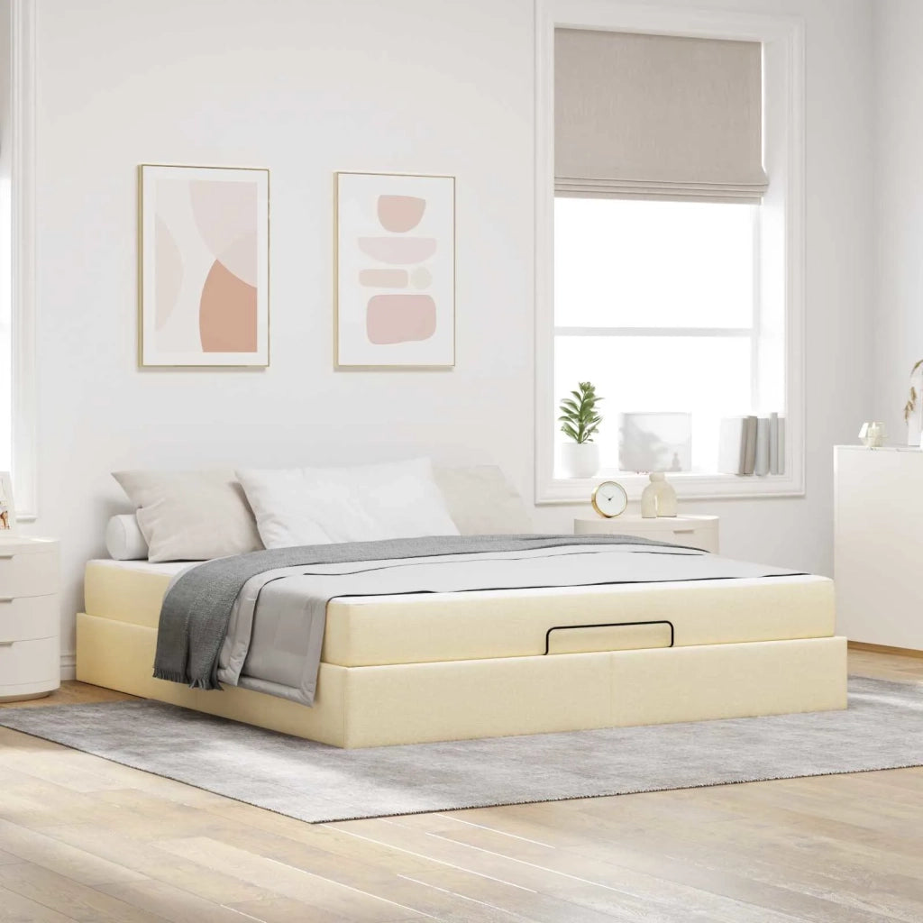 Struttura letto con materasso 2 pcs Crema Tessuto 3399513