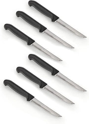 Set di 6 coltelli da cucina con manico ergonomico da 22 cm di lunghezza, inclusi coltello da verdura e coltello da pane.