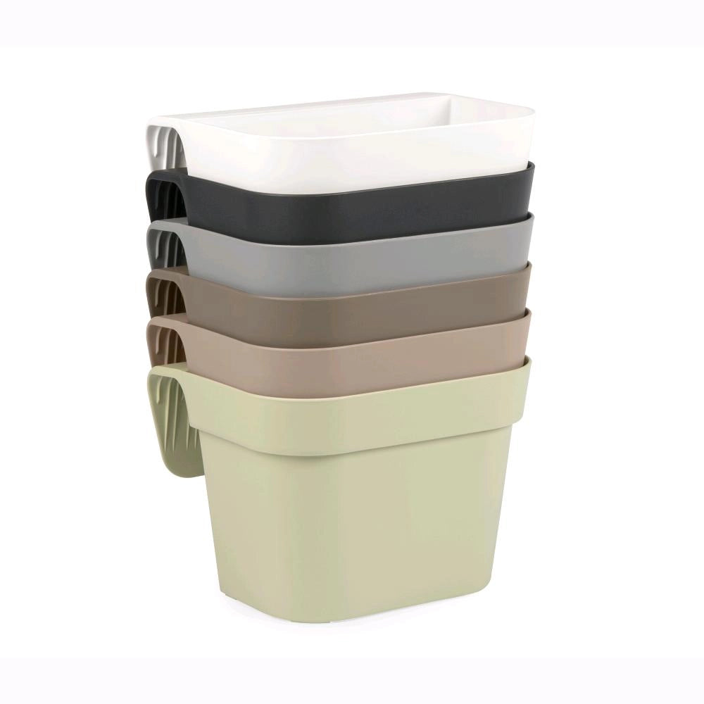 Vaso da Balcone Tortora 38x15x18H cm Balconiera Cassetta per Ringhiere e Parapetti