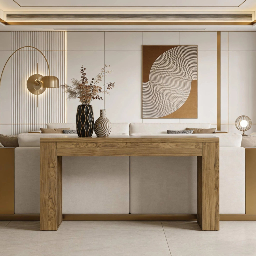 Tavolo consolle in MDF marrone stile rustico, 150 cm