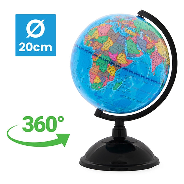 Mappamondo rotante educativo da tavolo, globo terrestre geografico per studio e decorazione casa ufficio