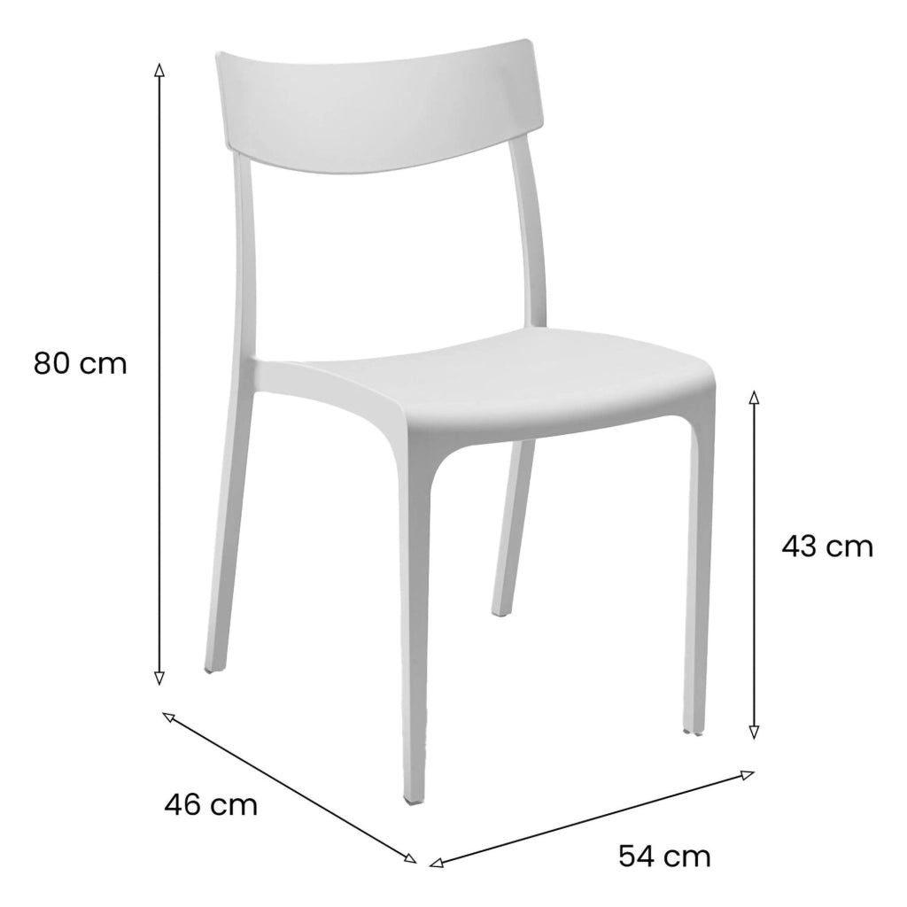 Sedia da esterno Lupia, Seggiola da giardino, Seduta outdoor multiuso, Panchina da giardino, Made in Italy, 54x46 h80 cm, Bianco