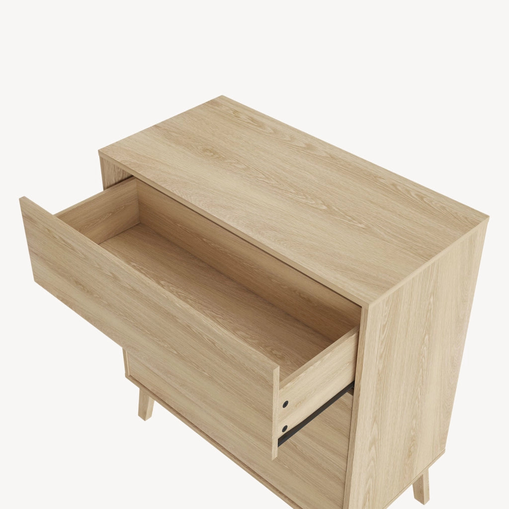 Cassettiera Aastmabospoo Comò a 3 Cassetti 90 x 80 x 40 cm - Effetto Rovere Chiaro [en.casa]