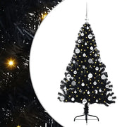 Albero di Natale | Decorazioni natalizie artificiale con luci integrate Nero 150 cm PVC