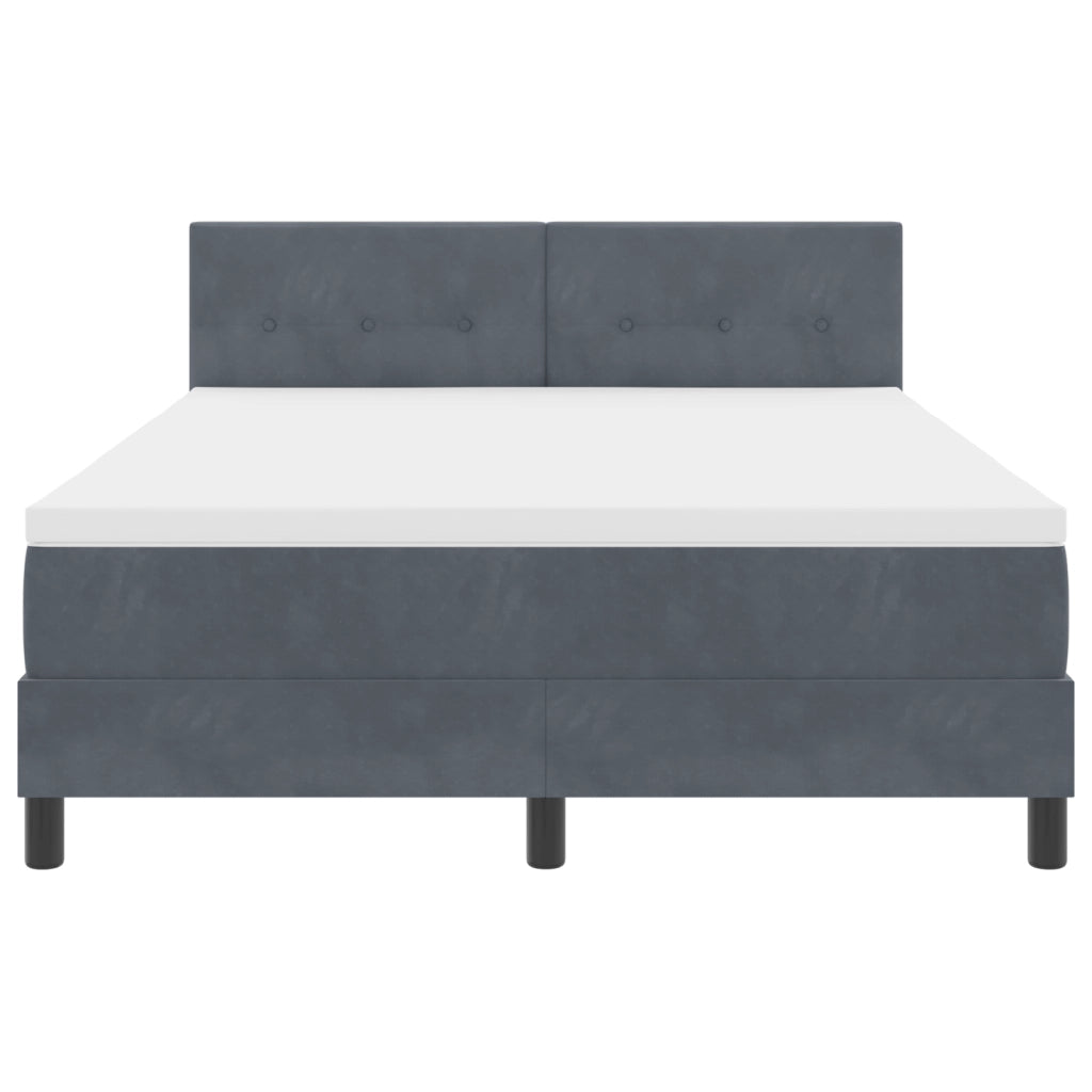 Letto Box Spring con Materasso e LED Grigio Scuro 160x200 cm Velluto