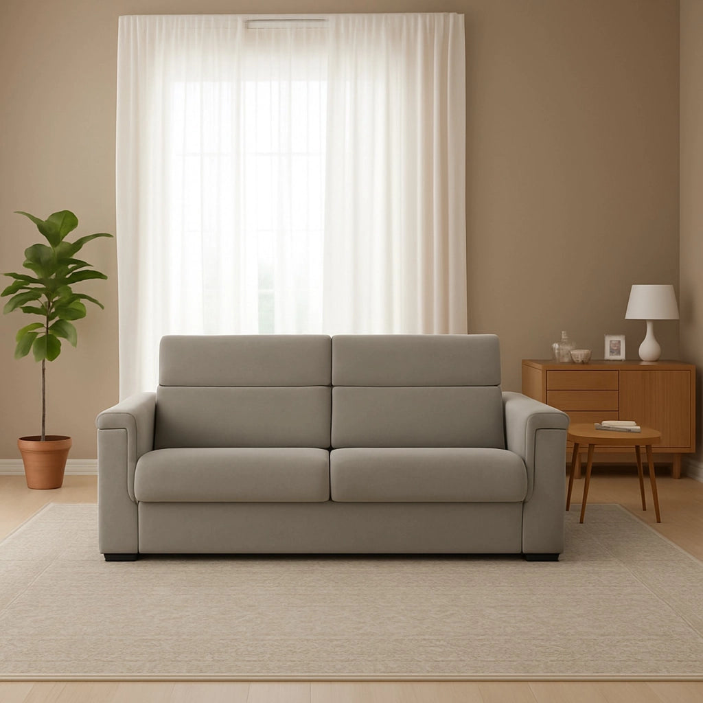 Brusasco, Divano Letto 2 Posti Sfoderabile Made in Italy, 205x95 cm Grigio Tortora