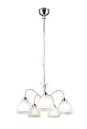 Lampadario DOBBY RL 5 luci E27 vetro alabastro argento