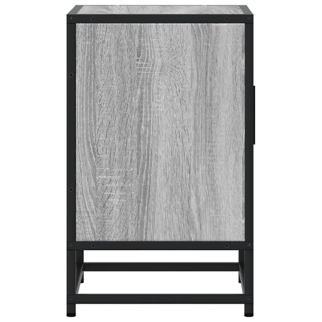 Comodino-Tavolino da notte Grigio Sonoma 40x31x50 cm Legno Multistrato e Metallo 678813
