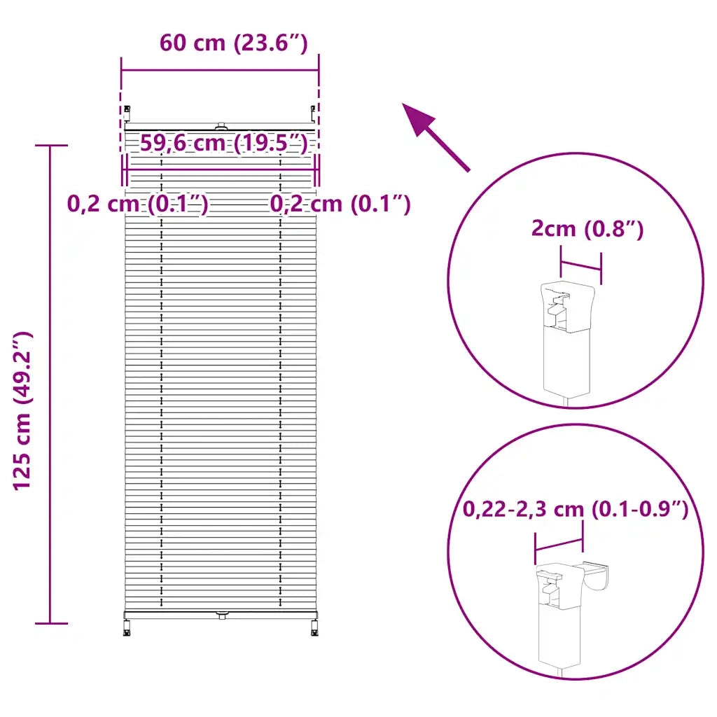 Tenda Plissettata | Tenda pliss¨¨ 60x125cm Bianca Oscurante