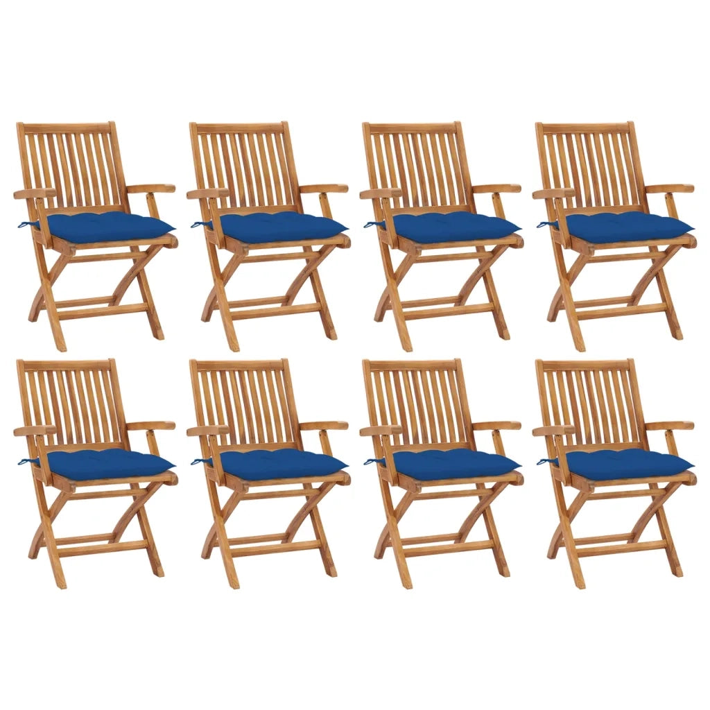 Sedie da Giardino Pieghevoli con Cuscini 8 pz Massello di Teak cod mxl 72188