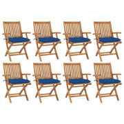 Sedie da Giardino Pieghevoli con Cuscini 8 pz Massello di Teak cod mxl 72188
