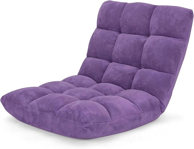 Sedia da Pavimento, Sedia Imbottita Regolabile in 14 Posizioni, Poltrona Salotto per Relax, Yoga, Lettura (Viola)