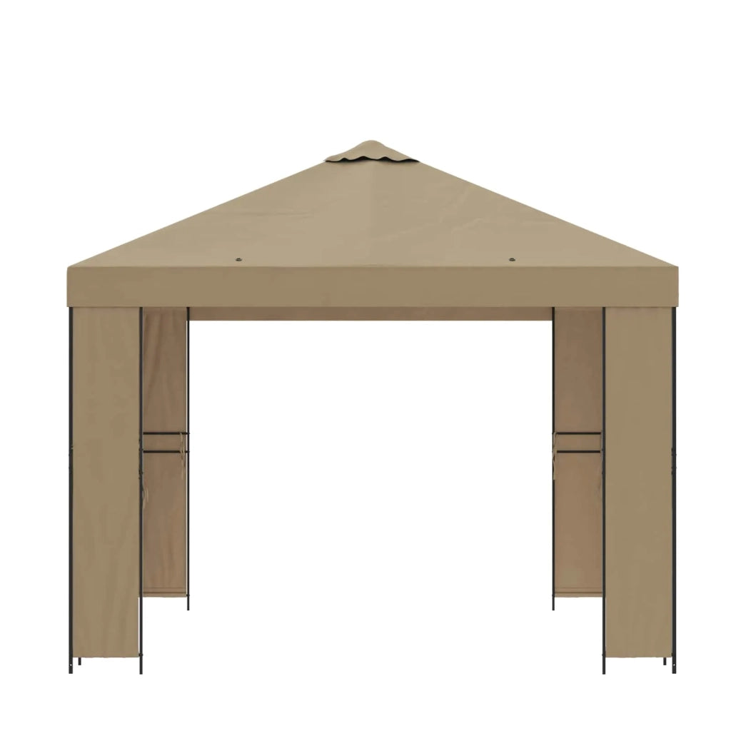 Gazebo | Pergolato 3 x 3 m Beige Poliestere e Acciaio 190 gsm