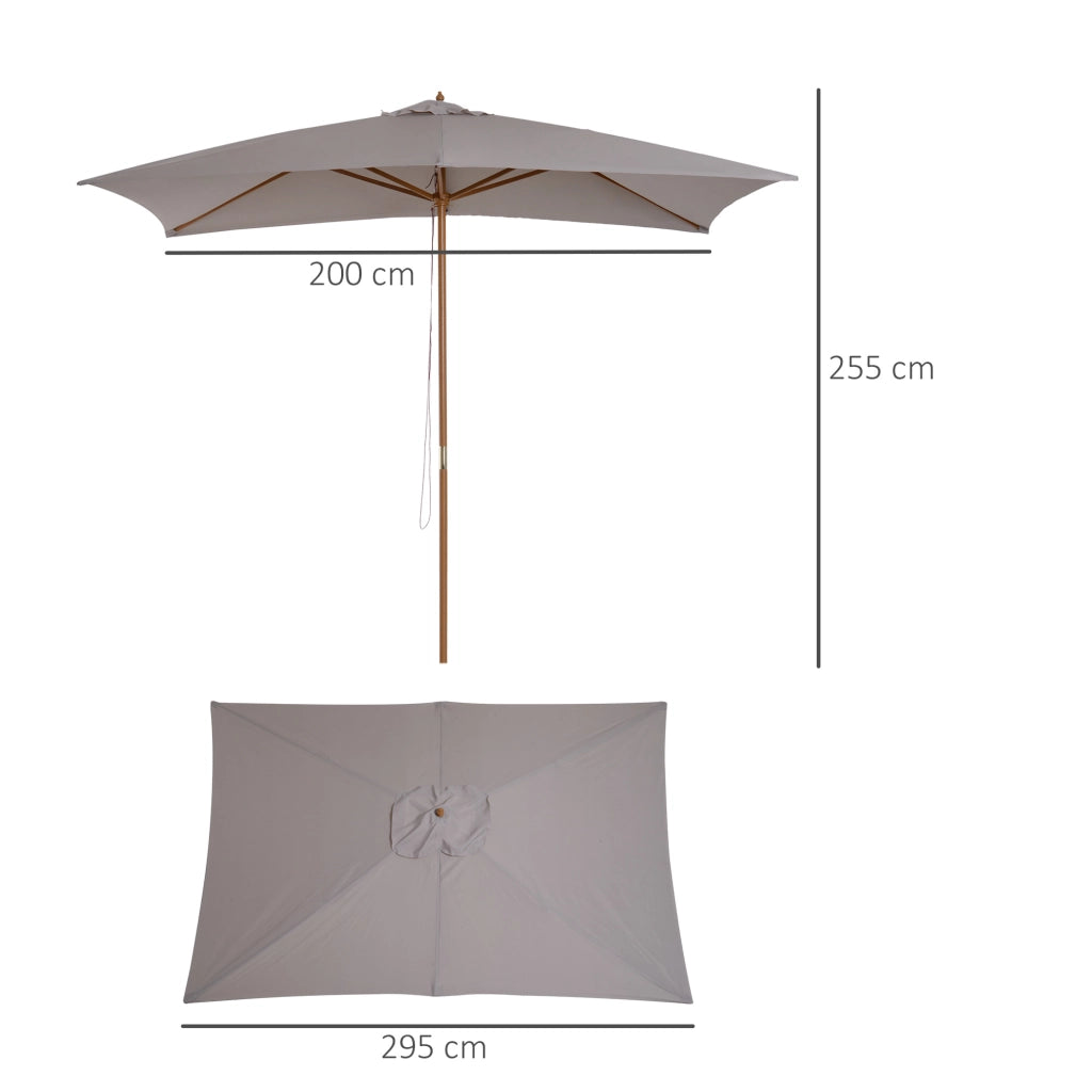 Ombrellone da Giardino ¨C Zephmum ¨C Legno Grigio 2x3 m