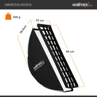 Essential Striplight Softbox 22x90cm + adattatore softbox per Profoto (diametro esterno: 15,2 cm), ruotabile a 360°, facile da montare, griglia inclusa, adattatore Bowens