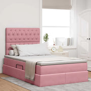 Letto con contenitore e materasso Rosa 120 x 200 cm Velluto