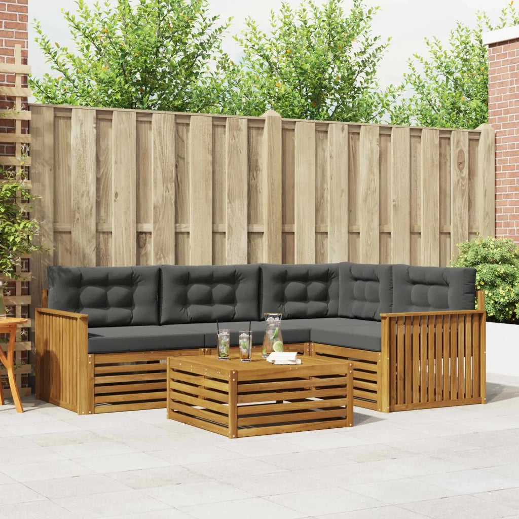 Set di divani da esterno con cuscino 5 pcs Naturale e Antracite