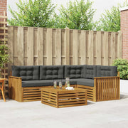 Set di divani da esterno con cuscino 5 pcs Naturale e Antracite