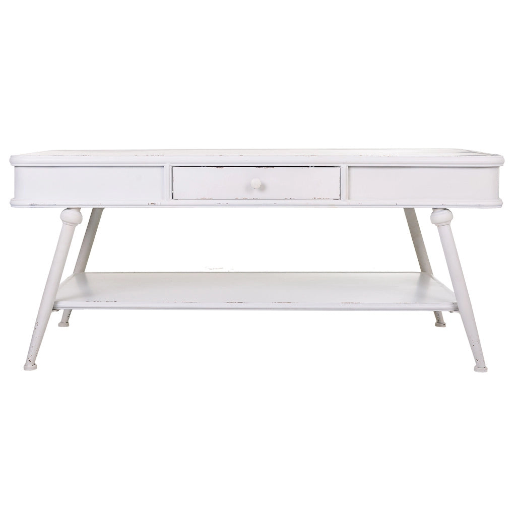 Tavolino in metallo bianco 120x60x53h