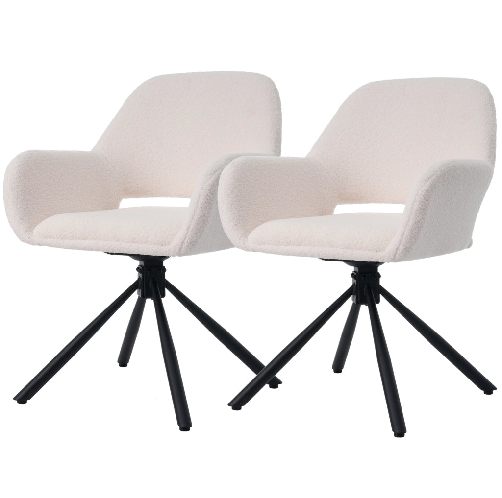 Set di 2 sedie girevoli in Sherpa con braccioli; bianco