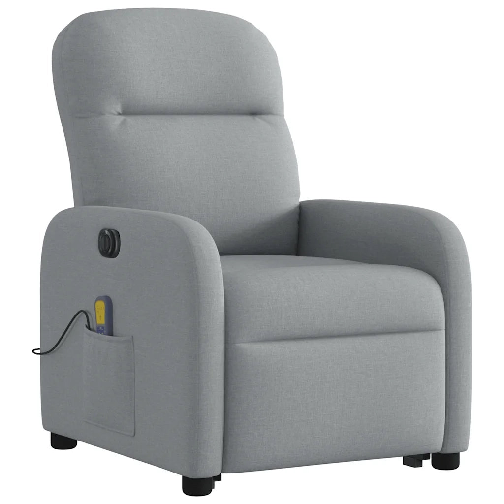 Poltrona Alzapersona Massaggi Elettrica Grigio Chiaro Tessuto
