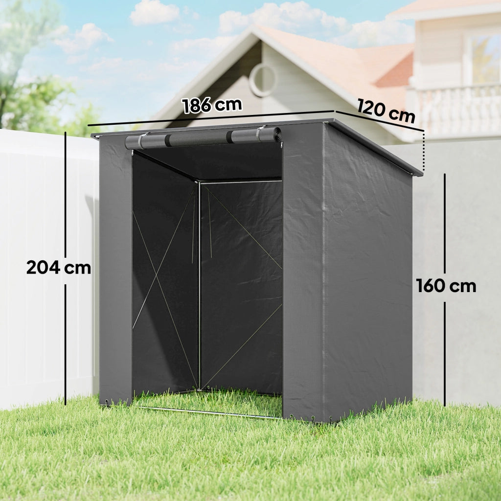 Tenda Garage 1.9x1.2 m ¨C Zephmum ¨C Impermeabile, Porta a Cerniera, Finestra di Ventilazione, Grigio Scuro