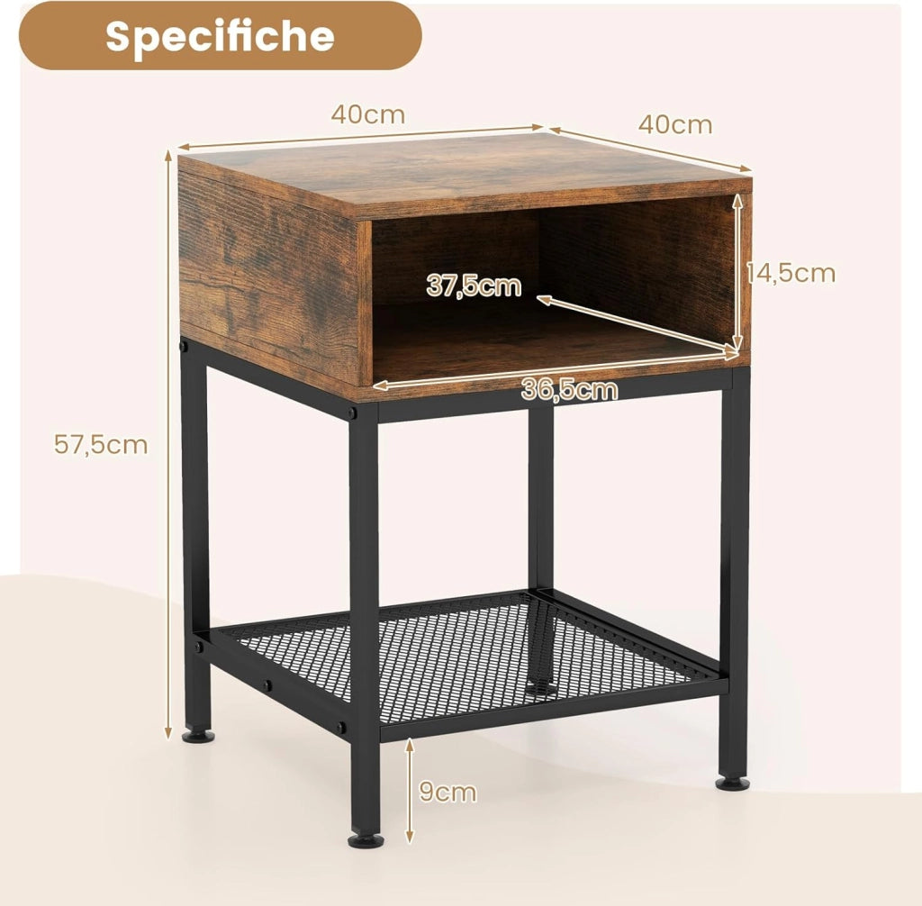 Scaffale per Cucina in Acciao Legno a Ripiani Carrello per Microonde Scaffalature Fioriera Salvaspazio, per Cucina e Soggiorno, Vintage (2 Ripiani + Cassetto)