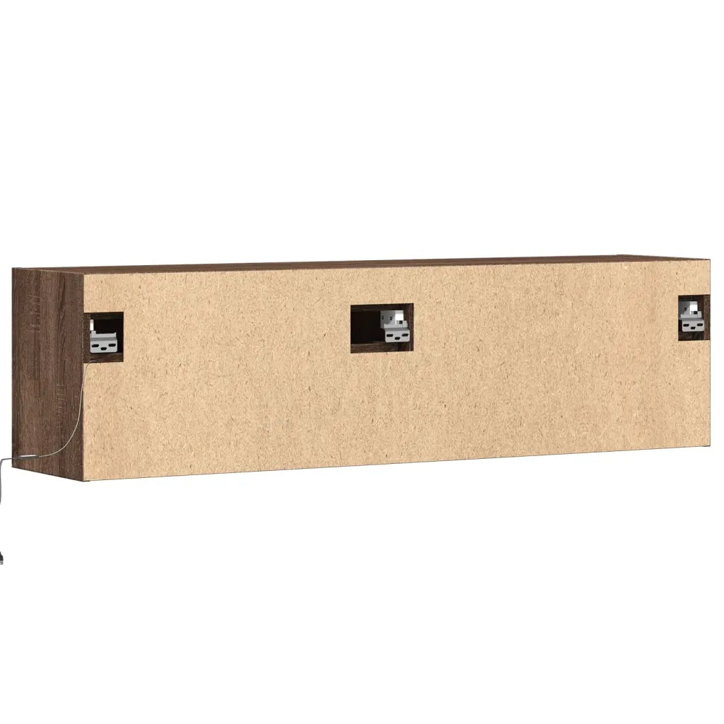 vidaXL Mobile TV a Parete con Luci LED Rovere Marrone 140x31x38 cm