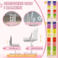 Set Scrivania e Sedia per Bambini Regolabili, Banco Scuola con Piano Inclinabile, Cassetto, Scaffale, Grigio
