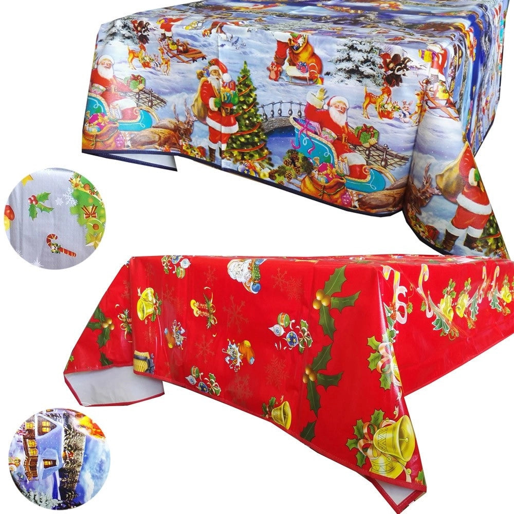 Trade Shop - Tovaglia Plastificata Rettangolare Natalizia 120 X 230 Cm Anche Come Copritavolo -