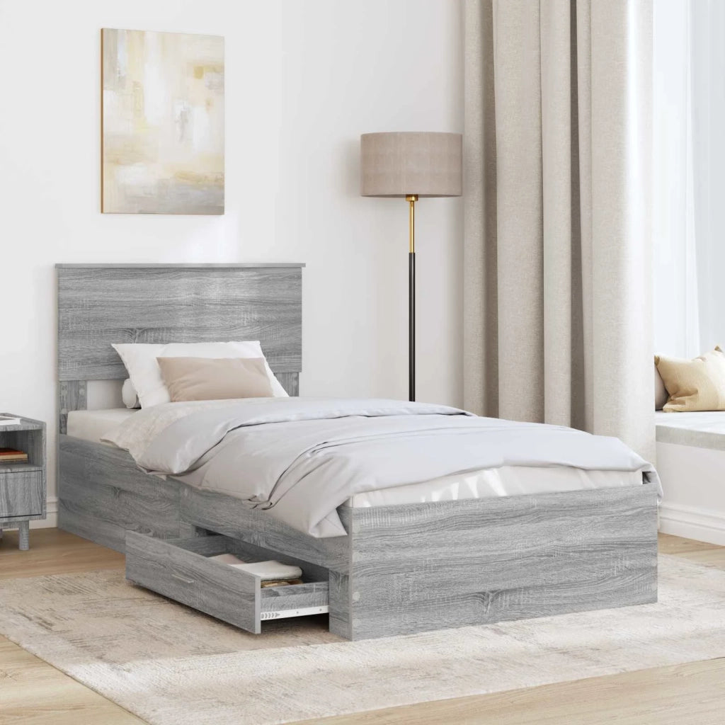 Struttura del letto Grigio Sonoma e Argento 75 x 190 cm