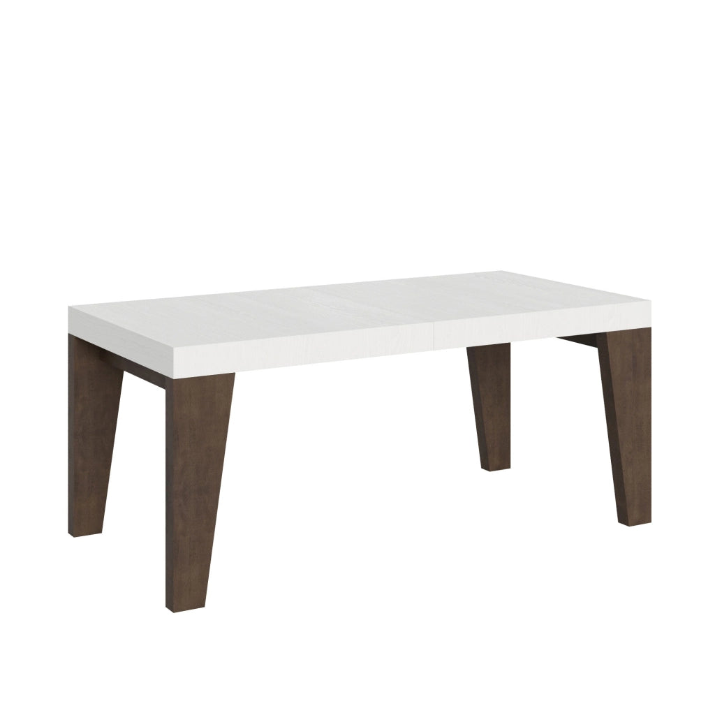 Tavolo Allungabile 180/284x90x77 cm Naxy Mix piano Bianco Frassino gambe Noce