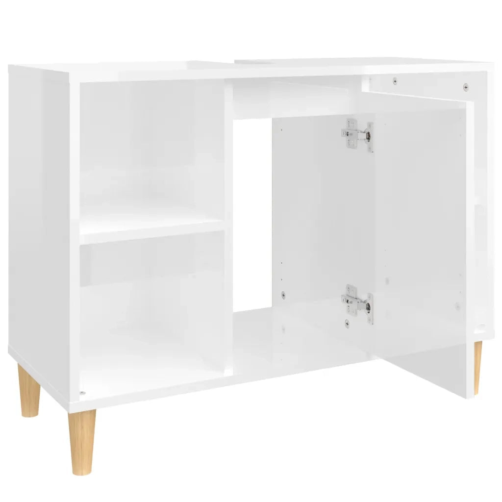 Mobile Lavabo Bianco Lucido 80x33x60 cm in Legno Multistrato 821286