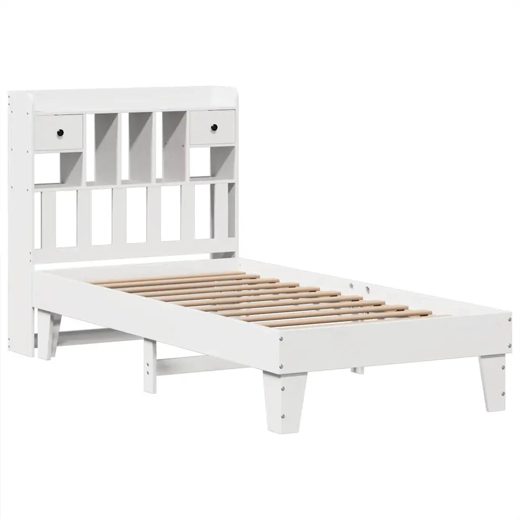 Letto singolo | Letto per adulti | Letto senza Materasso Bianco 75x190 in Legno Massello di Pino