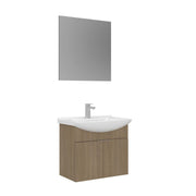 Set mobile lavabo con specchio (2 pezzi) "Purus 65" - 65 x 50 x 58 cm - Rovere
