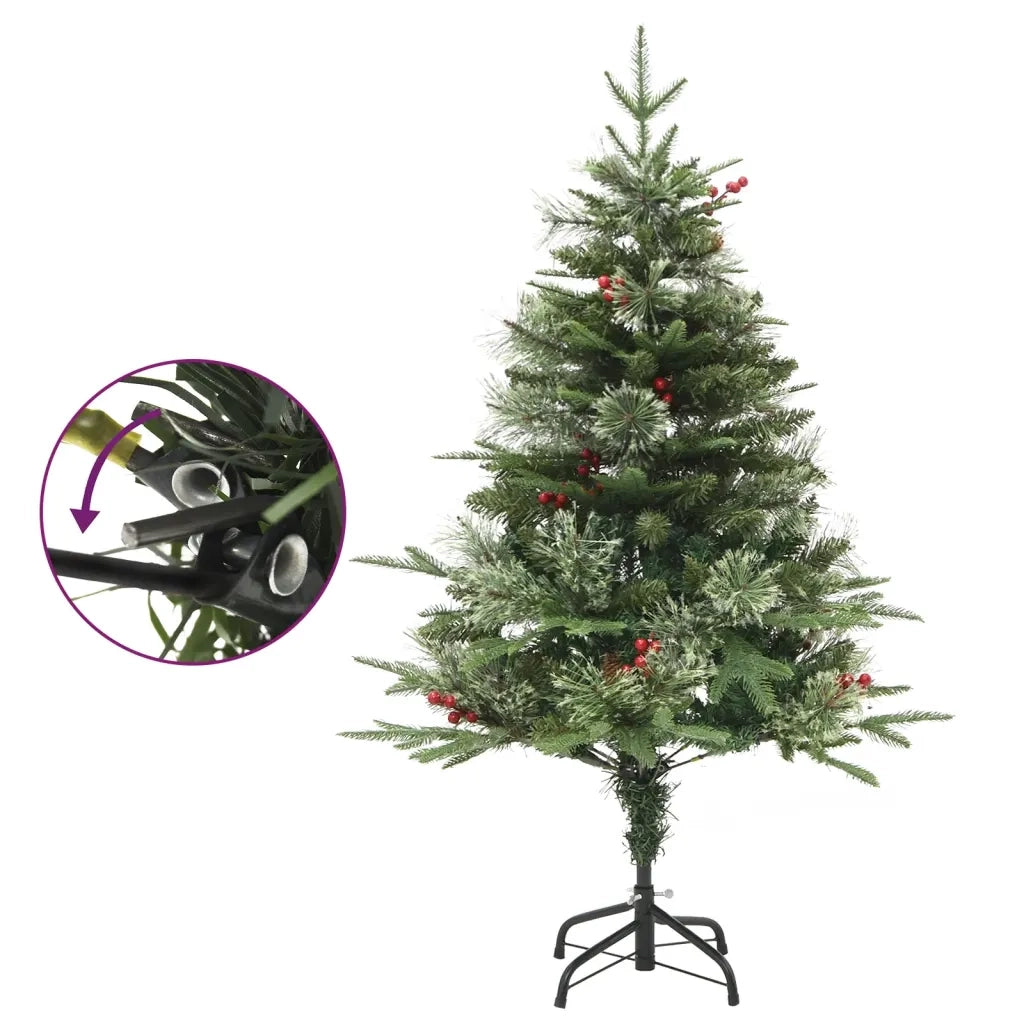 Albero di Natale Preilluminato con Pigne Verde 120 cm PVC e PE 344287