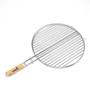 Griglia doppia Ø 40,5 cm in acciaio cromato con manico in bamboo