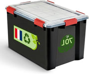 Opbergdozen in Materiale Kunststof con Coperchio 70L Colore Rood Translucido Chiusura Erettile Idrossido d'Alluminio e Acqua Ermetica Cerniere Robuste Apribile Stivellabile Protezione Antistatica BPA libero WSB-70.