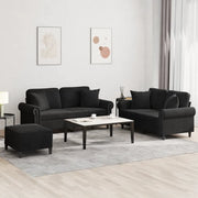 Set di Divani 3 pz con Cuscini Nero in Velluto 3202245