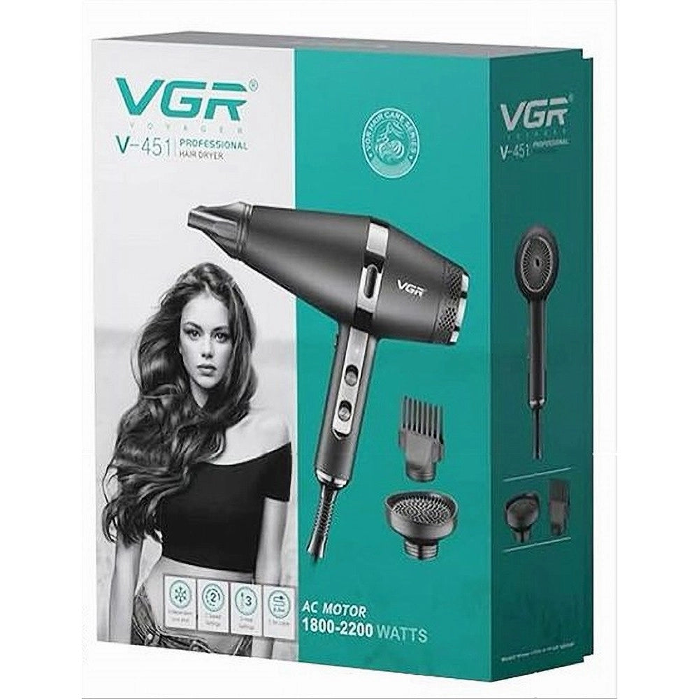 Trade Shop - Asciugacapelli Professionale 1800-2200w Pettine Styling Ugello Concentratore V-451 -