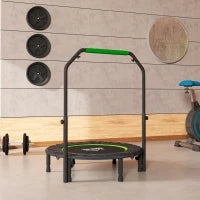 Tappetino Elastico Pieghevole Ø102 cm con Manico Regolabile Telaio in Acciaio, Nero e Verde