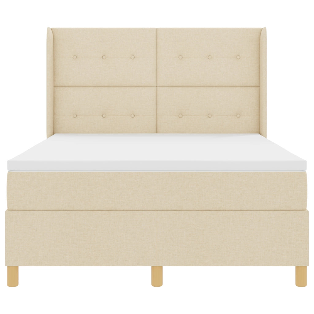 Letto Box Spring con Materasso Crema 160x200 cm Tessuto