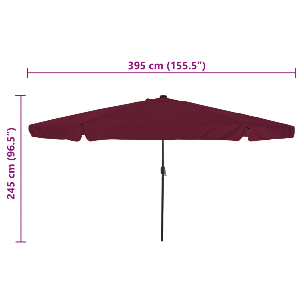 Parasol da giardino  con luci LED Ã˜395x245 cm Rosso Bordeaux