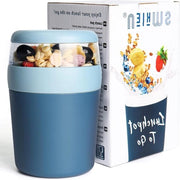 Ciotola di yoghurt da asporto con cucchiaio, yoghurt senza bolle, 250 ml 500 ml, lavabile in lavastoviglie, ciotola da pranzo per muesli, per scuola, picnic, viaggio.