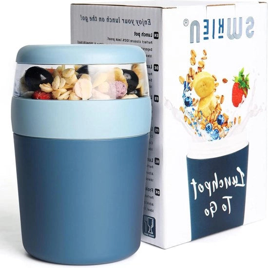 Ciotola di yoghurt da asporto con cucchiaio, yoghurt senza bolle, 250 ml 500 ml, lavabile in lavastoviglie, ciotola da pranzo per muesli, per scuola, picnic, viaggio.