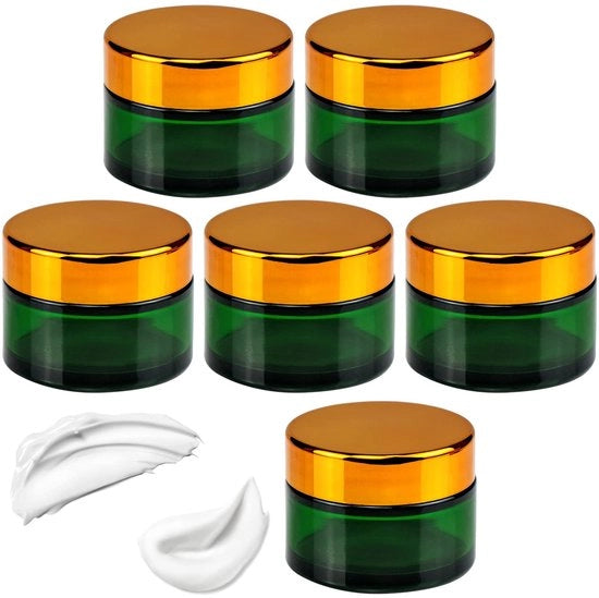 Set di contenitori per creme da 30 ml in vetro - 6 pezzi - coperchio a vite - riutilizzabile - ecosostenibile - sicuro per l'uso - contenitori per prodotti per la cura della pelle
