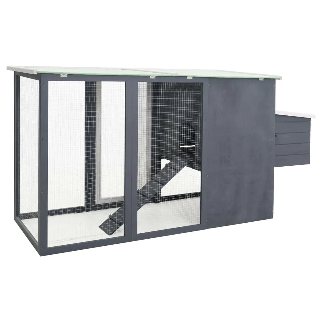 Pollaio da esterno con 1 nido 202 x 75 x 98 cm legno grigio 02_0001698